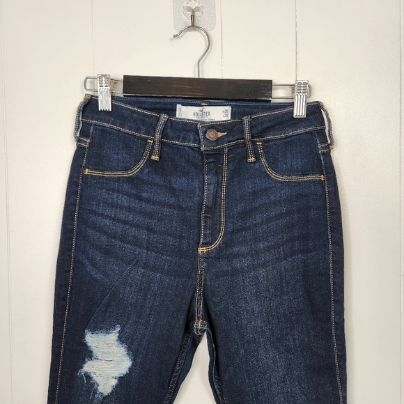 Hollister Curvy High Rise Ripped Jean Legging Jeans Stretchy New NWT Dark 7 28 - Picture 5 of 16